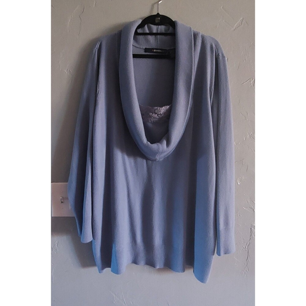 Denim24/7 Plus Sweater Women's Size 2X,Acrylic, Blue Long Sleeve, Soft.